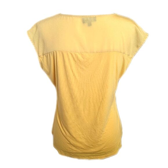 The Limited yellow mixed media short sleeve lightweight blouse top, size M - Picture 3 of 8